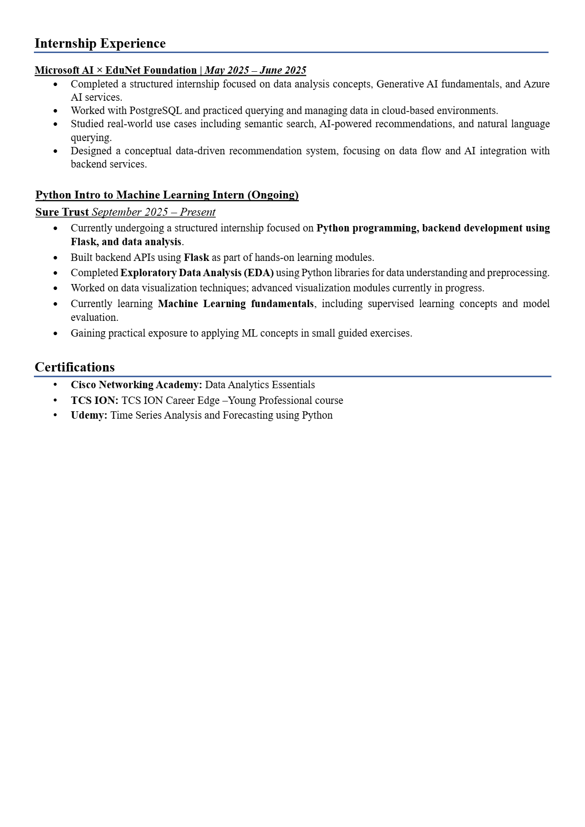 Resume Page 2
